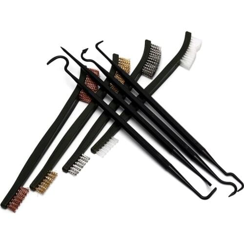 Hot！8pcs/Set (4pcs Steel Wire Brush + 4pcs Nylon Pick )Universal Gun Hunting Cleaning Kit Tactical Rifle Gun Cleaning Tool