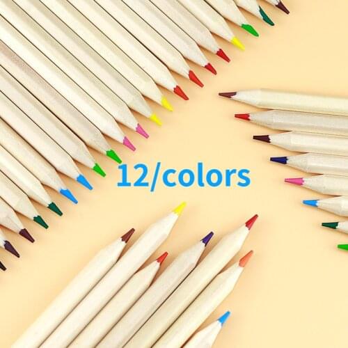 12/color Natural Wood Colored Crayon Pencils Colorful Pencil Multi Color Art Kawaii for Kids Gift School Stationery Supplies