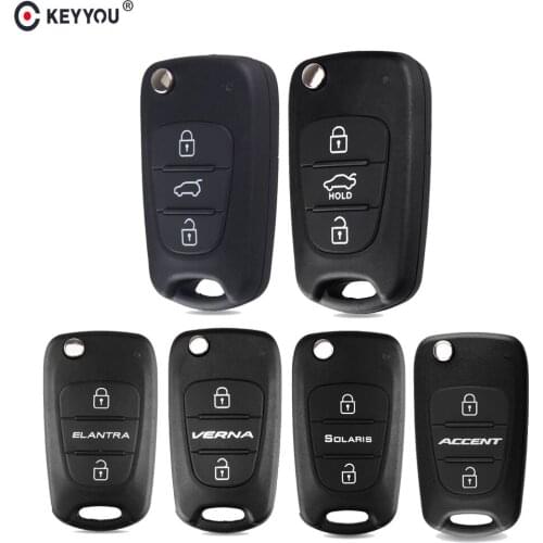 KEYYOU 10pcs 3 BT Flip Remote Car Key Shell Blanks For Hyundai I20 I30 IX35 I35 Accent Solaris Avante Elantra Verma Replacement