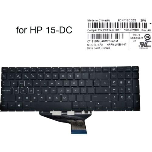 RGB backlight keyboards Spanish Keyboard for HP OMEN 15-DC 15-DH L50880-071 7J2040 SP ES Spain color backlit laptop replacement