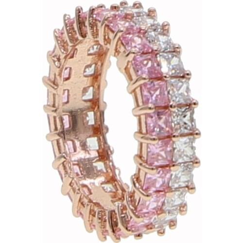 Rose gold color white & pink stone wedding band eternity ring for women big gift for ladies love wholesale lots bulk jewelry