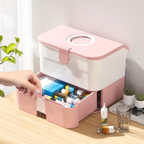 Medicine Box for Safe Medication Storage, Plastic Storage Box Container with Drawer, Family First Aid Box Medicine Box Organizer