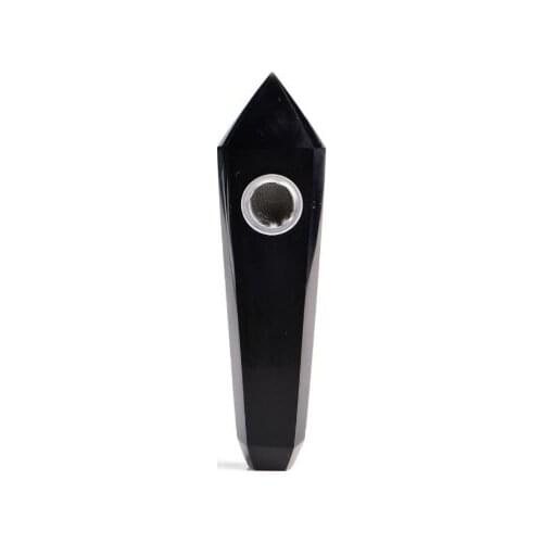Natural quartz crystal healing obsidian pipe smoking point