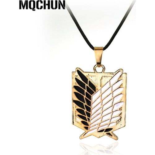 Fashion Jewelry Anime Attack on Titan Necklace Cosplay Statment Necklace Women Leather Necklaces & Pendants for Women Men-30