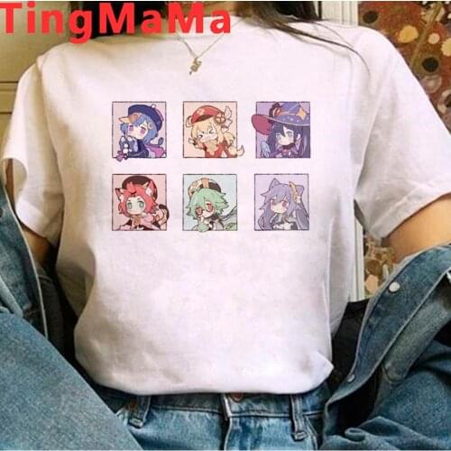 2021 New Genshin Impact T Shirt Men Hot Game Graphic Tees Kawaii Summer Tops Harajuku Cartoon T-shirt Funny Keqing Unisex Male