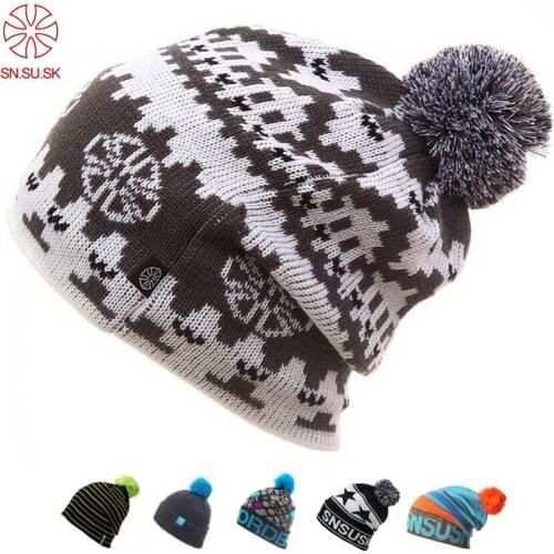 SN.SU.SK Winter Hat Warm Woolen Caps For Men Hats Female Beanies Skullies Gorros Hombre Snowboard Cap Gorros De Lana