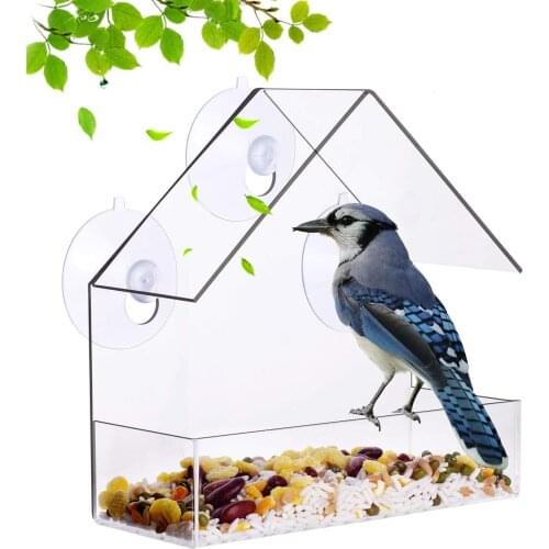 Wall-Mounted Suction Cup Mounting Bird Feeder Transparents Acrylic Lightweight Waterproof Bird Feeder