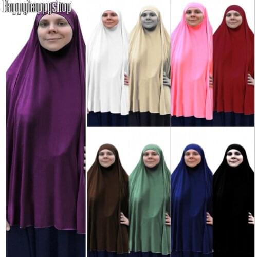 Pure Color Women Muslim Islamic Shawls Big Hijab Instant Khimar Headscarf Arab Overhead Scarves Shayla Headwrap
