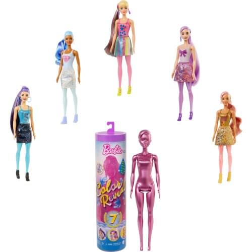 Original Barbie Color Reveal Doll with 7 Surprises Water Reveals Color Change on Face Top Brand Toys for Girls Christmas Gifts
