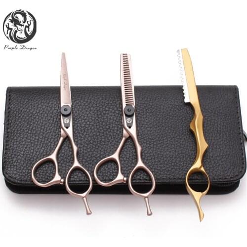 Suit 5.5" 16cm 440C Purple Dragon Barber Shears Cutting Shears Salon Thinning Scissors Professional Hair Scissors Add Bag Z9015