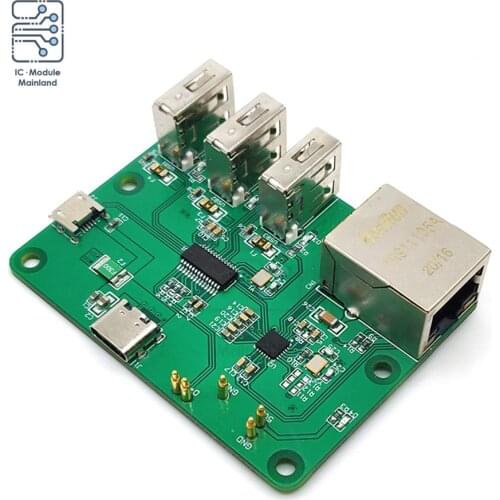 For Raspberry Pi Zero Network HUB Expansion Board Type-C USB to Ethernet HUB Hub with Self Recovery Fuse Protection Circuit