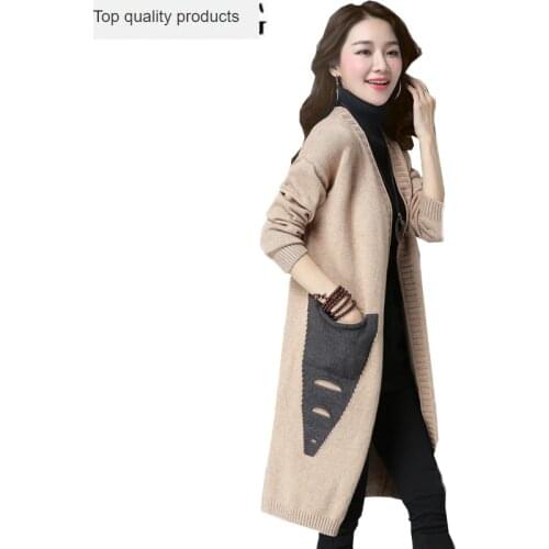 Simple Casual knitting Long Cardigan Female Loose Vintage knitted jumper 2020 Autumn Sweater Women Cardigan Plus Size LX220