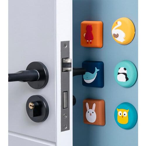 Door Handle Crash Pad for Table Sofa Cabinet Rubber Door Knob Lock Bumper Guard Stopper Mute Silencer Cute Cartoon Door Fender