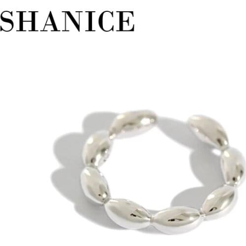 SHANICE Personalized Oval Beads Rings 925 Sterling Silver Rings Geometric Open Finger Ring Wedding Rings Silver for Women