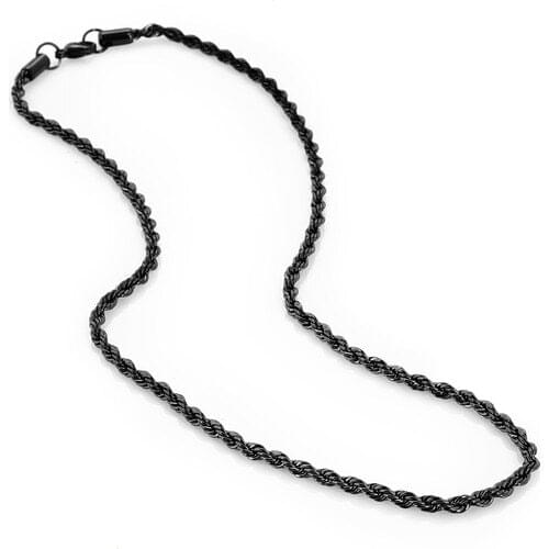 Chavin Curling Model Black 50 cm. 4mm. Men Steel Chain da40