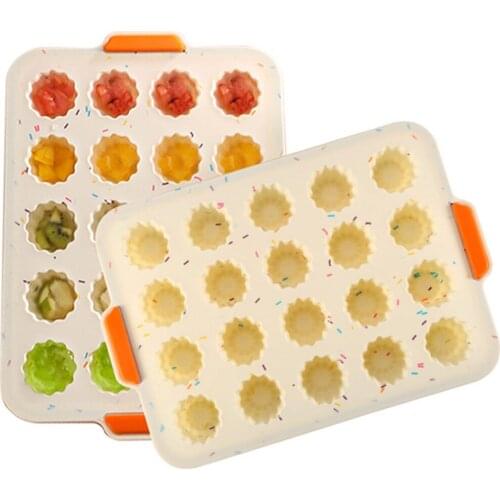 Cute Flower Round Silicone Jellys Molds Jelly Candy Chocolate Tray Molds Non-Slip Handle Cake Mold Cake Decorating Form Bakeware