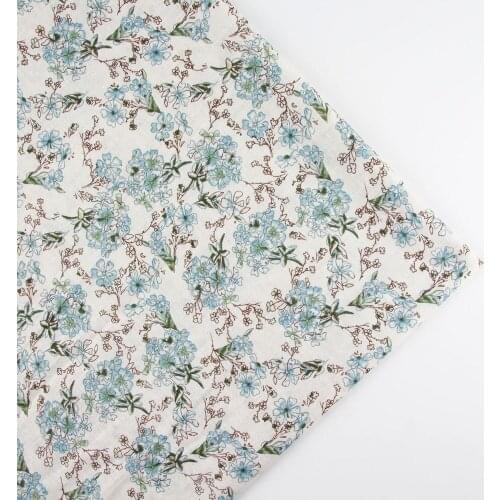 0.5 meter width 156cm BLUE vintage country floral Print Plain100% Cotton Fabric for Home Textile Patchwork Quilted Fabrics