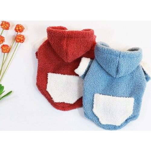 Button Dog Hoodie French Bulldog Clothes Winter Fleece Dog Coat for Small Medium Dogs Warm Pets Costumes With Back Pocket