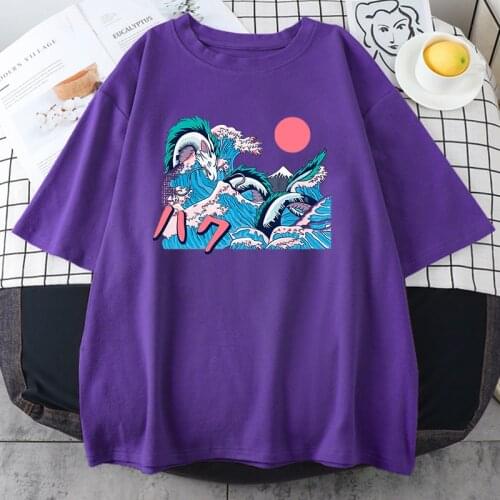 Spirited Away Funny Comics Womens T-Shirt Hip Hop Casual Tshirts 2021 Harajuku Trendy T Shirts Summer Black Tees For Women 2021