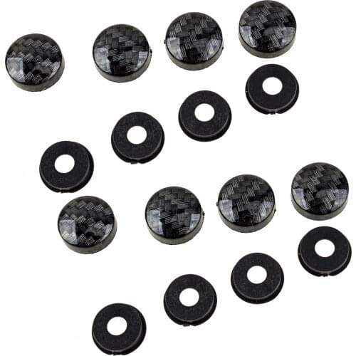 Universal 16Pcs/Set Car Front Rear Exterior Carbon Fiber Style License Plate Tag Frame Fastener Screws Caps Covers