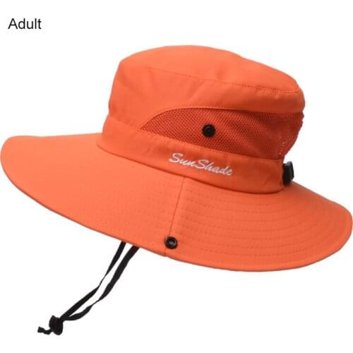 Womens Summer Sun Bucket Hats Ponytail UV Protection Safari Hiking Wide Brim Beach Foldable Mesh Fishing Cap Large Wide Brim