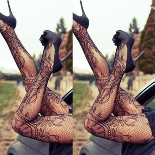 Girls women high waist printed stocking fishnet club tights panty knitting net pantyhose trouser mesh lingerie