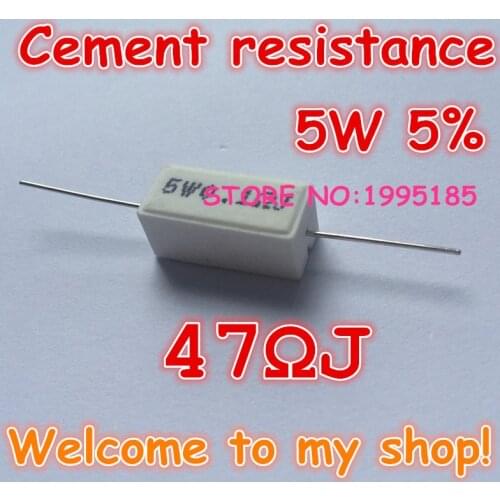 10pcs/lot 5W 5% 47R J 47 Ohm Ceramic Cement Power Resistor 47RJ 47 RJ