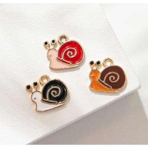 10Pcs Enamel Gold Color Snail Charms Pendant for Jewerly DIY Making Bracelet Women Earrings Necklace Accessories Findings Craft