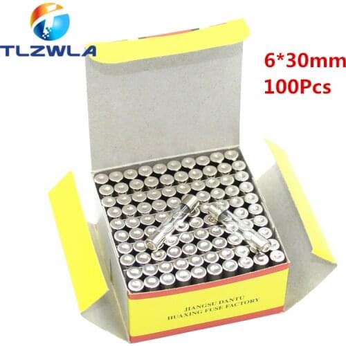 100pcs Fast-blow Glass Fuses Assorted Kit 6*30mm 250V 0.5A 1A 2A 3A 4A 5A 6A 8A 10A 15A 20A 25A 30A AMP Tube Fuses