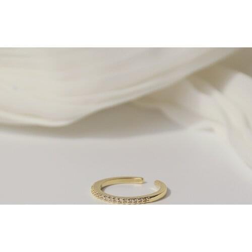 14k Real Gold Jewelry Micro-inlaid Zircon Simple Daily Knot Double Adjustable Rings for Woman Shine Party Elegant Fashion Ring