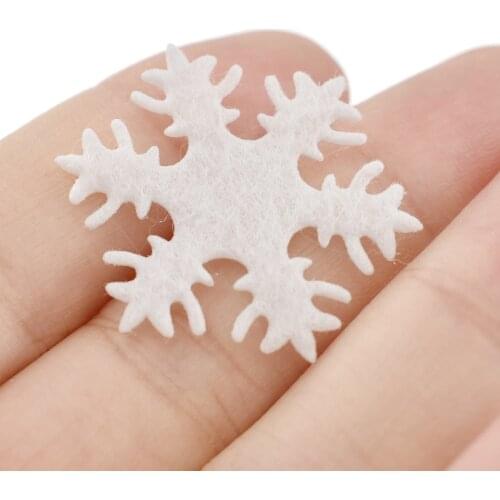 200Pcs 30mm Polyester Felt Padded Snowflake Patch Appliques Craft Party Diy Scrapbooking Garment Decor