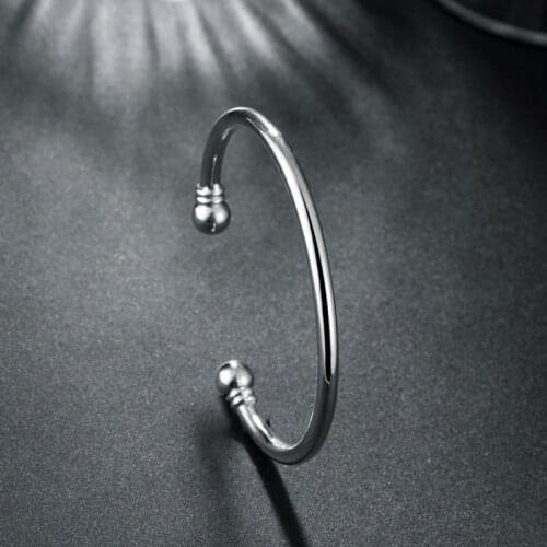 2018 Classic and Charm Men Jewelry Silver Plated Opening Friendship Bangles Bead Cuff Bracelets High Quality Bijouterie Gifts
