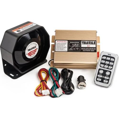 YHAAVALE Loud 100W 12V 18 Tone Car Police Fire Siren Speaker MIC Horn Alarm PA System