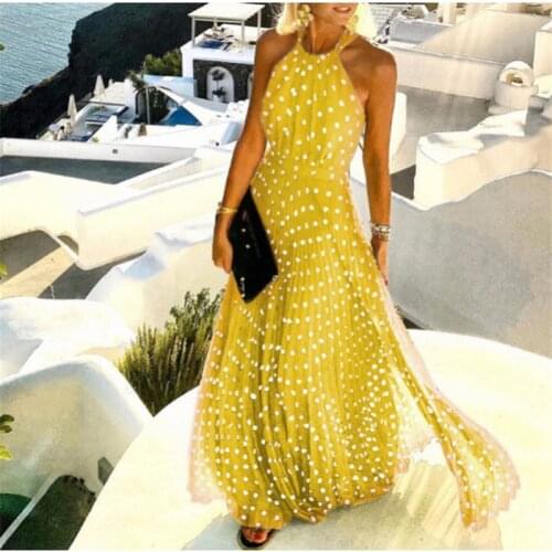 Boho Halter Dresse Womens Summer Print Beach Flowy Dress 2021 Evening Party Maxi Dress Sleeveless Split Floral Long Sundress