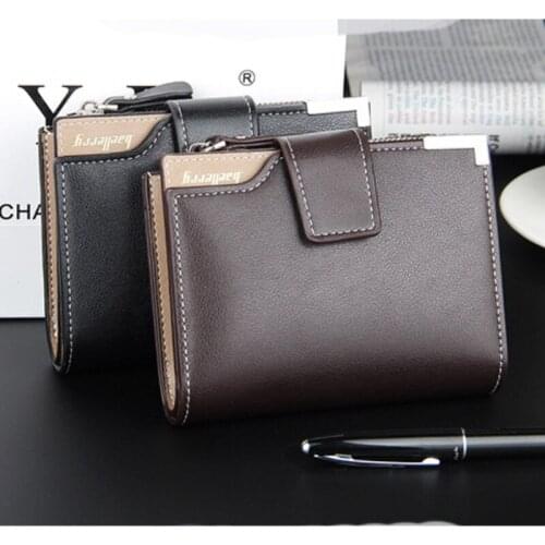Brand Men PU Leather Men Zipper Wallet Coin Purse Small Mini Male Short Money Purse Card Holder Chain Portomonee Male Walet Pock