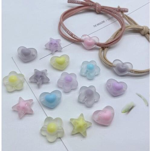 50-100Pcs Acrylic Flower/Heart Frosted Egg Yolk Beads DIY Craft Necklace Jewelry Ornament Art Hair Accessories Clothes Bead