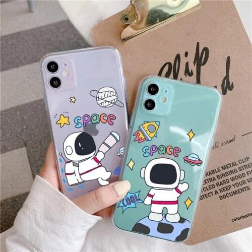 ZUIDID Phone Case For iPhone 11 Pro 12 Mini X XR XS MAX SE 2020 6 7 8Plus Astronaut Planet Soft Silicone Cover Transparent Coque