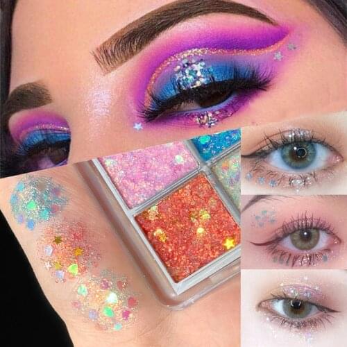 Four-color Big Sequins Eyeshadow Palette Diamond Highlight Glitter Eye Shadow PowderWaterproof Shimmer Makeup Palette 4 Colors