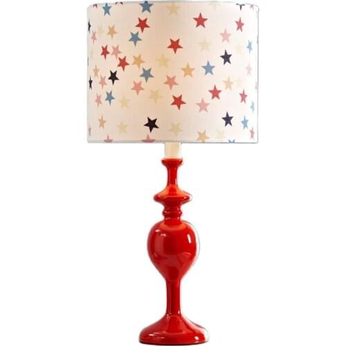 2016 New Cottage Creative Stars Resin Fabric Led E27 Table Lamp For Childrens Room Kids Present H 57cm 1774