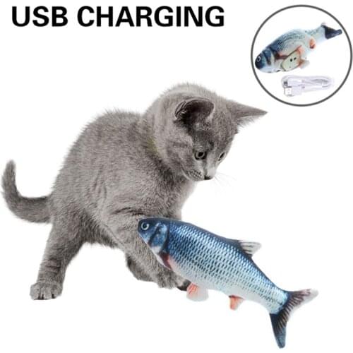 30CM Electronic Cat Toys Plush Interactive Electronic Bite Resistant Chew Molar Moving Dancing Fish Toy USB Charging Pet Toysقطط