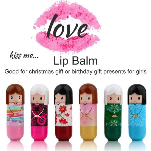 Kimono Doll Lipstick Cute Lovely Pattern Gift For Girl Lady Colorful Girl Lip Balm New Year Pretty Present Lip Gloss Cosmetics