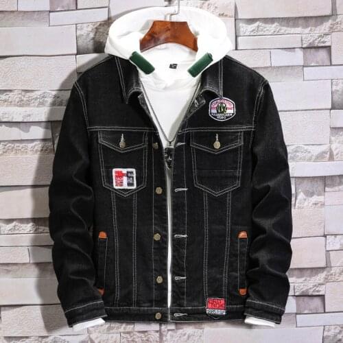 Men Jacket Spring Winter Denim Jacket Men Black Cotton Hip Hop Clothing Oversized Cowbay Free Shipping Coat Casaco Masculino