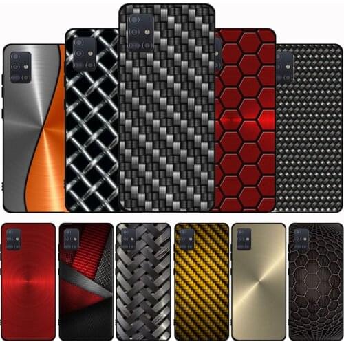 Brushed Metal Texture Black Soft Phone Case For Samsung M21 M31S M41 M51 M10 M20 M30S M40 A7 A8 A9 2018 A12 A80 A90 A81