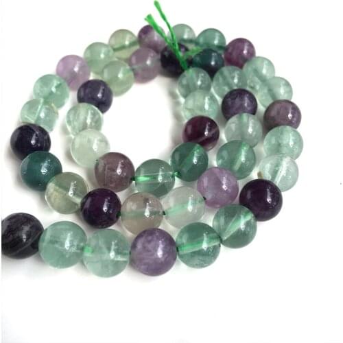Natural colorful fluorite smooth round loose beads charm For needle work Jewelry Making design DIY Bracelet necklace women gift