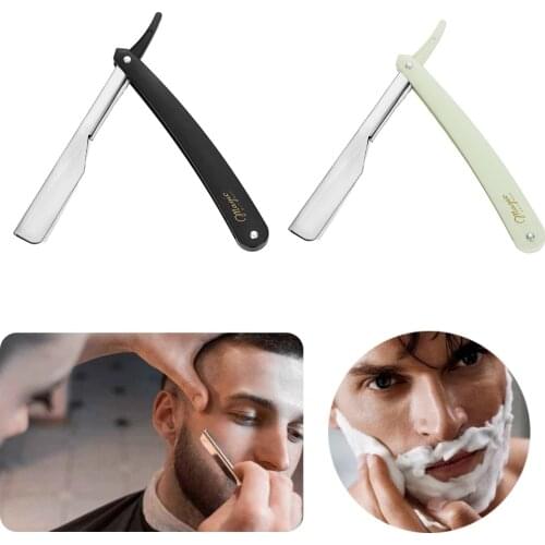 2 Colors Professional Manual Shaver Straight Edge Stainless Steel Sharp Barber Razor Folding Shaving Beard Cutter Or 10Pcs Blade