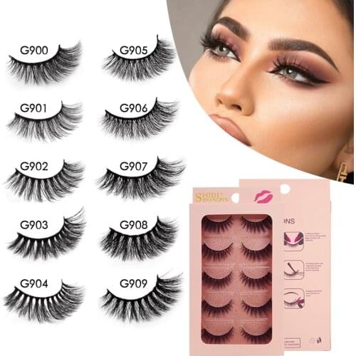 YSDO 5 Pairs 3D Mink Eyelashes Fluffy Makeup Lashes Dramatic Fake Eyelashes Natural Long Volume False Eyelashes Wispy