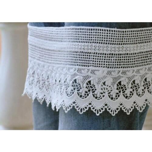 WIDE White Cotton Lace, Hollowed Out Crochet Lace, Antique Lace Trim, Cotton Lace Trim 1 Yard