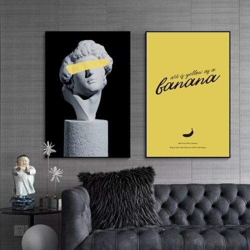 Modern Wall Prints Retro David Sculpture Renaissance Posters Yellow Banana Art Canvas Painting Picture For Corridor Room Decor