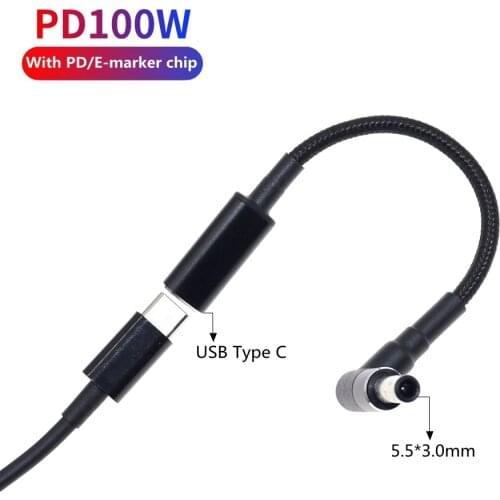 USB C PD Fast Charger Cable for Samsung Laptop Charging Cord 100W Type C Female to DC 5.5*3.0mm 5.5x1.0mm Male Plug Converter