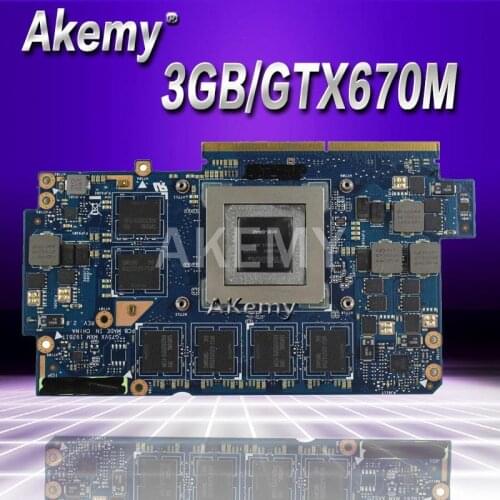 Akemy Video card For Asus G75V G75VX 3GB GTX670M Highest configuration N13E-GR-A2 Graphic card 100% Tested Free Shipping